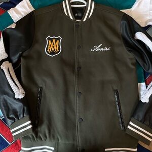 Amiri Olive Green Varsity Jacket